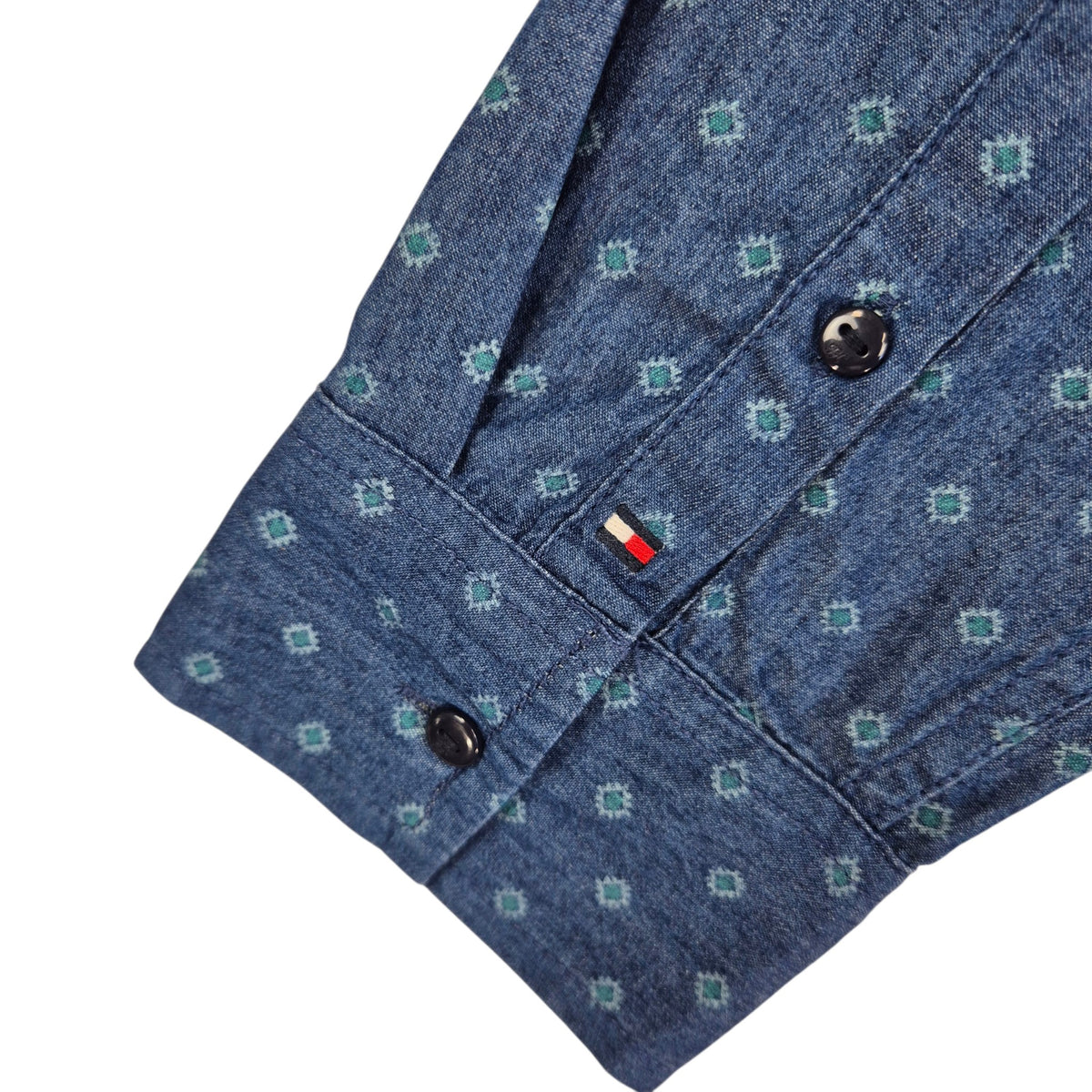 Tommy Hilfiger Blue Spotted Dress Shirt Size M