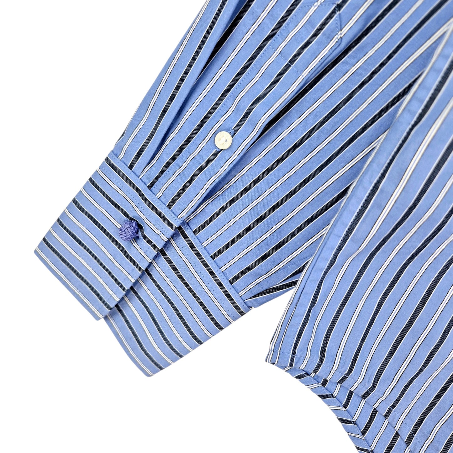 Vintage Ralph Lauren Green Label Womens Blue Striped Dress Shirt Size XL
