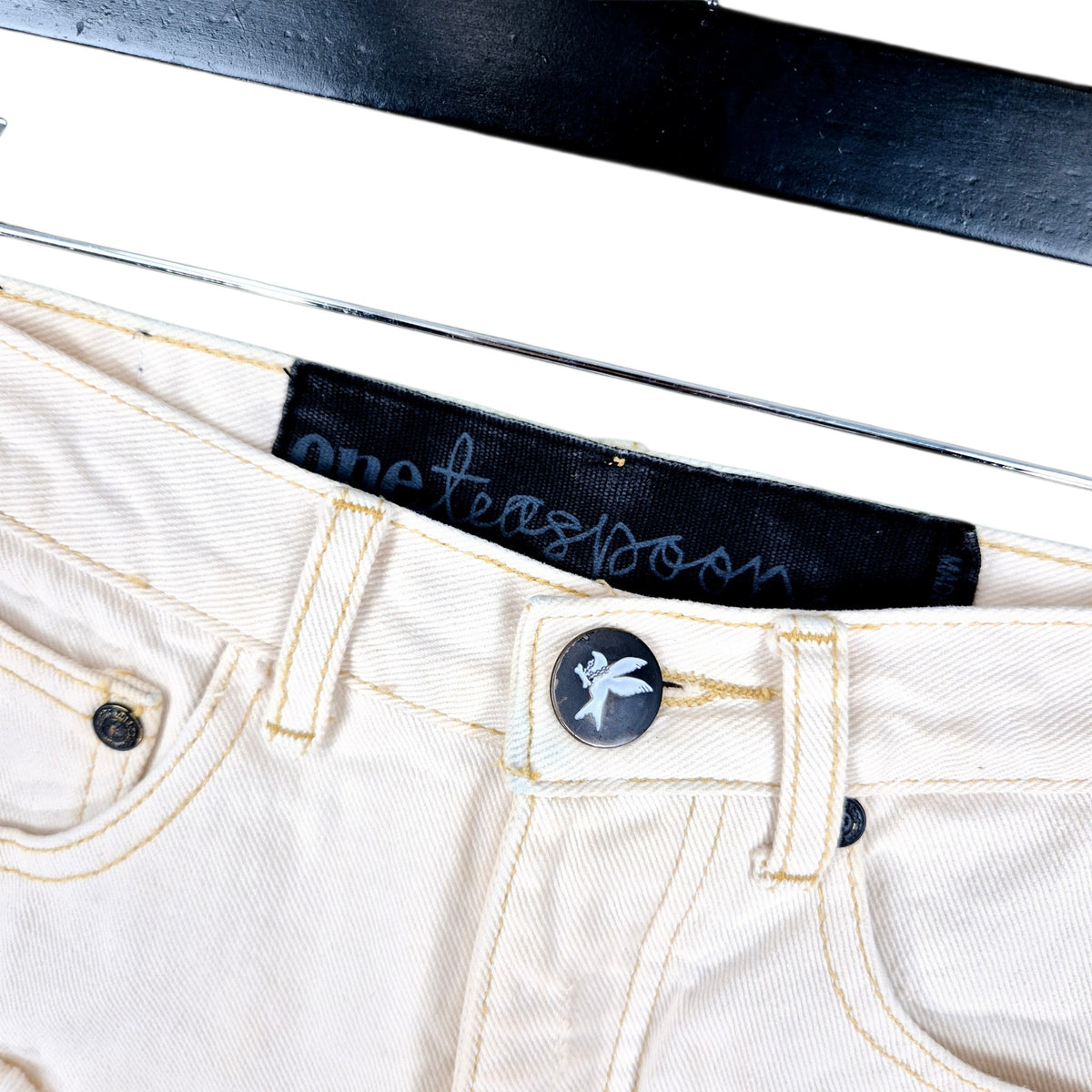One Teaspoon Womens Cream Brown Denim Shorts W24