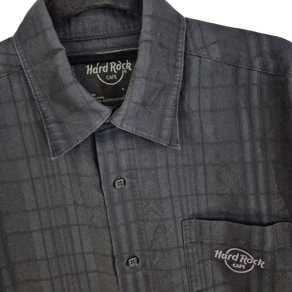Hard Rock Cafe Washington DC Black Short Sleeve Button Shirt Size M