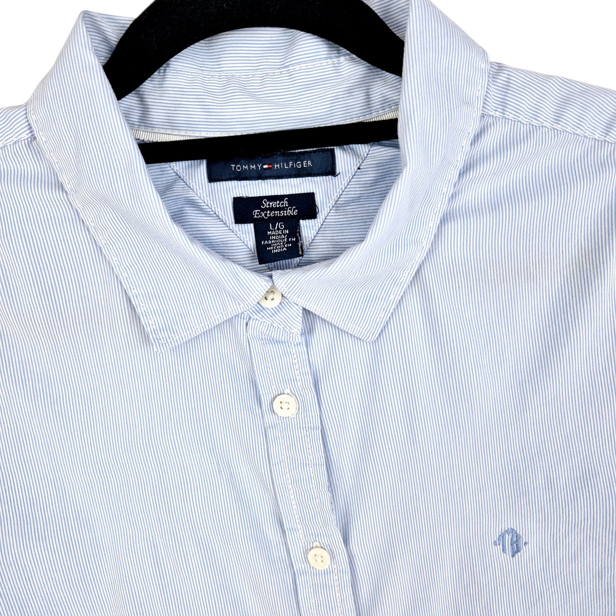 Tommy Hilfiger Womens Light Blue Dress Shirt Size L