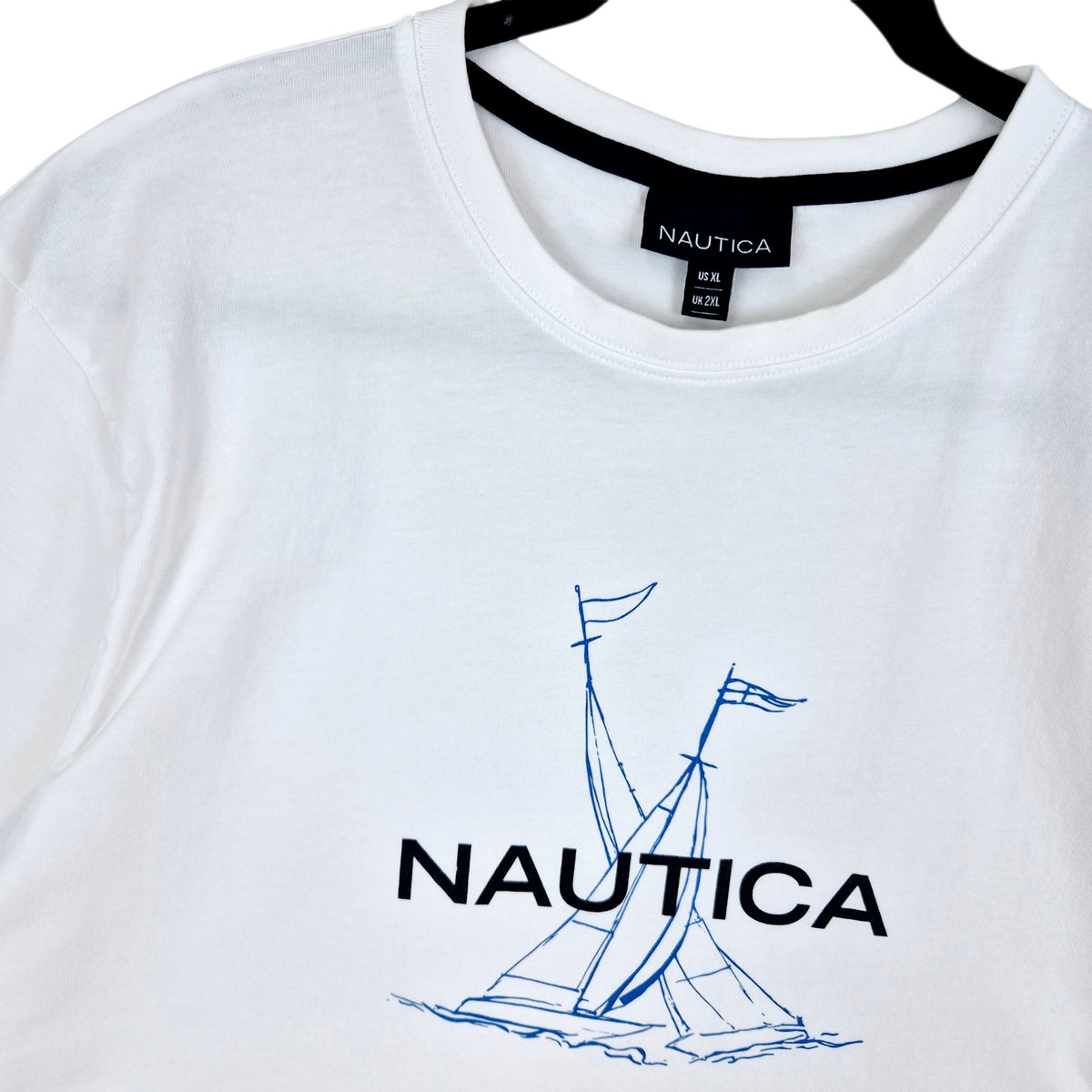 Nautica White Sailing Flags Tee Shirt Size XL