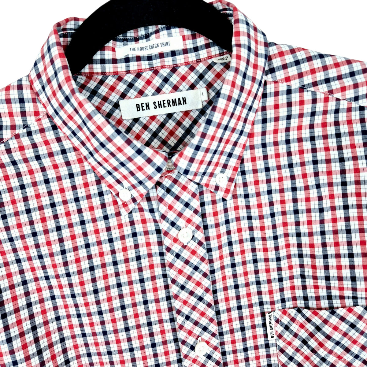 Ben Sherman Red & Black Checkered Dress Shirt Size L