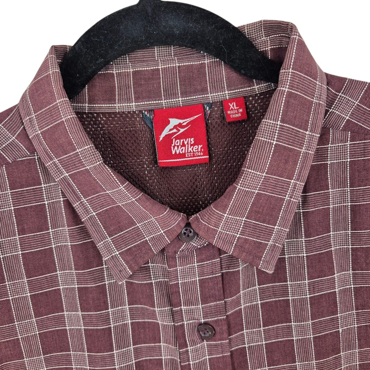 Jarvis Walker Burgundy Checkered Short Sleeve Button Shirt Size XL