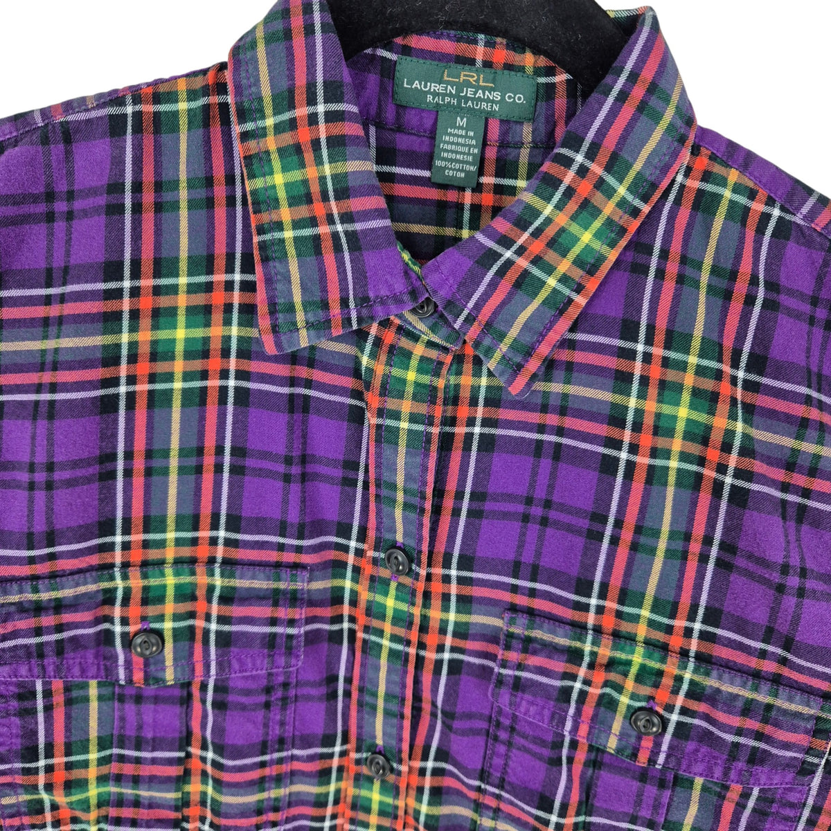 Ralph Lauren Green Label Womens Purple Checkered Button Shirt Size M