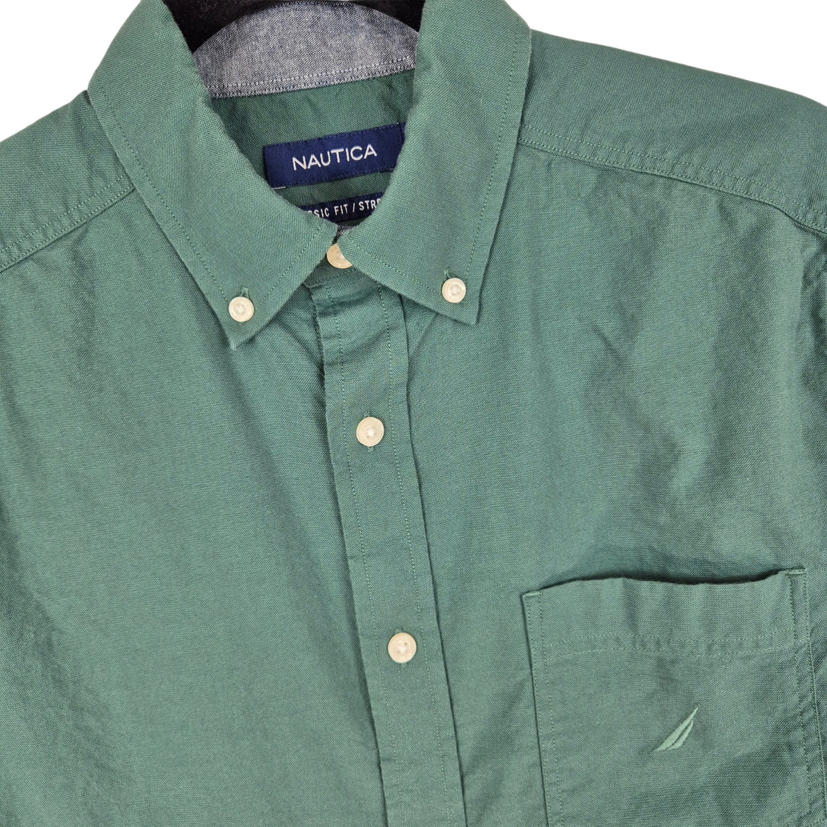 Nautica Green Classic Fit Stretch Short Sleeve Button Shirt Size S