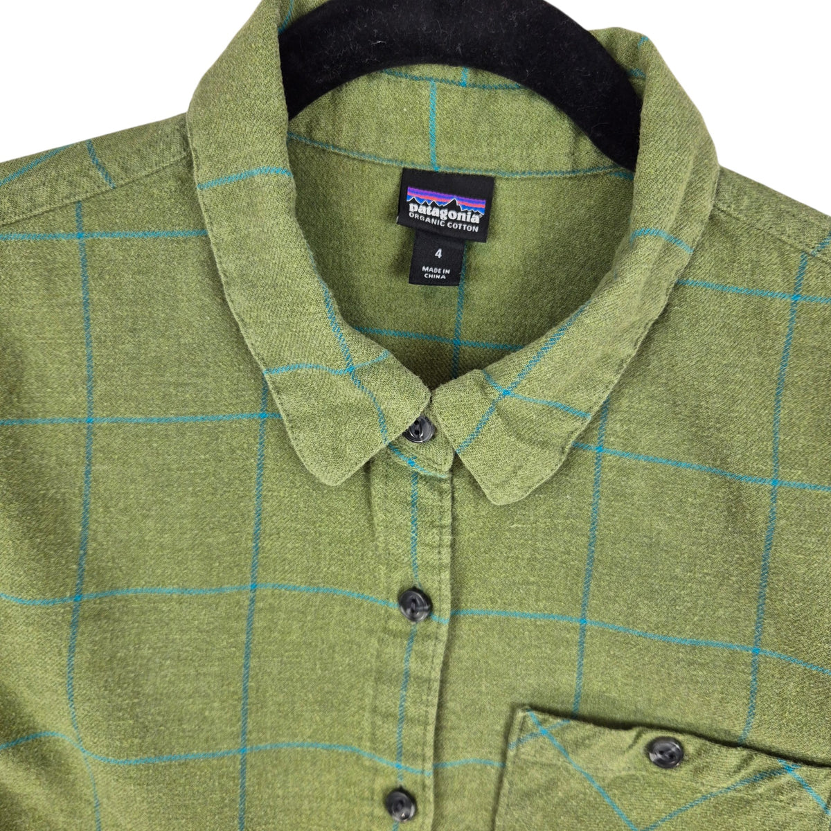 Patagonia Womens Green Checkered Button Shirt Size S