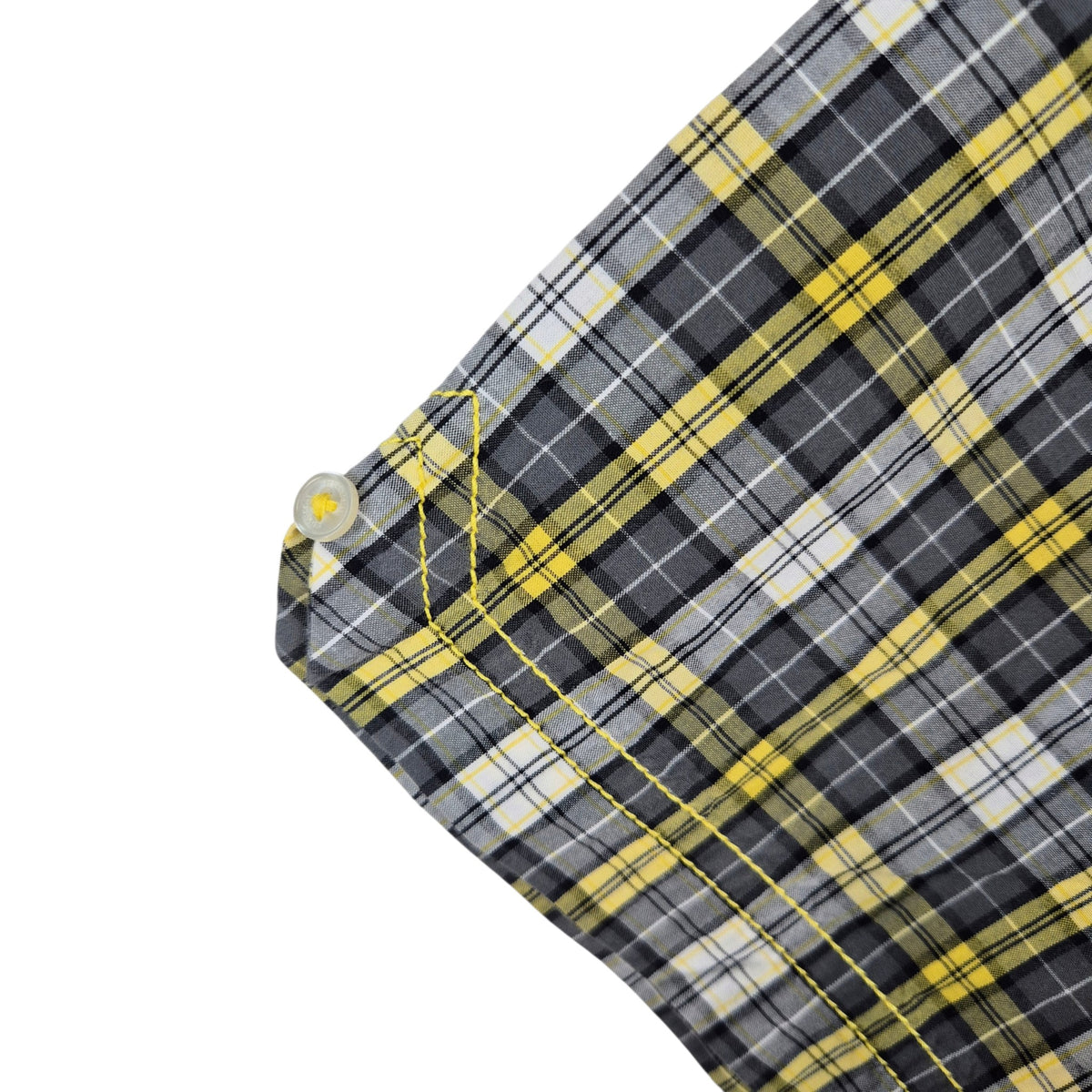 Ben Sherman Yellow & Grey Checkered Short Sleeve Button Shirt Size L