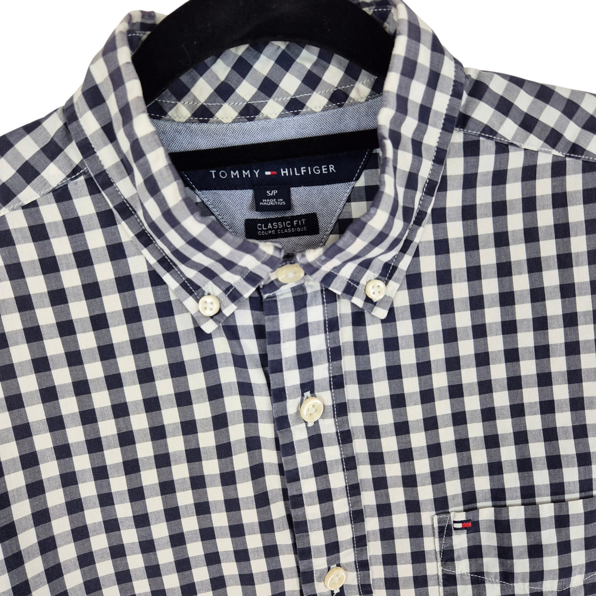 Tommy Hilfiger Grey Classic Fit Checkered Dress Shirt Size S