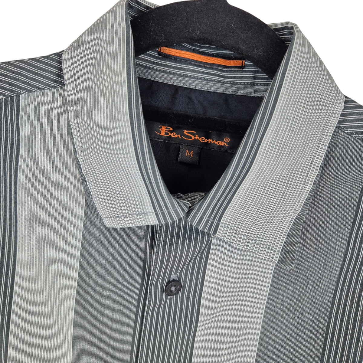 Ben Sherman Grey Striped Slim Dress Shirt Size M