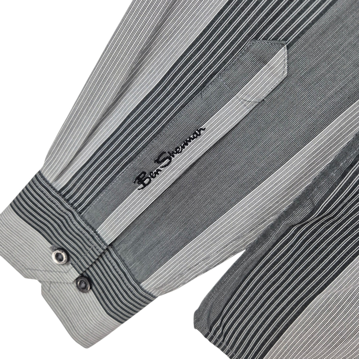 Ben Sherman Grey Striped Slim Dress Shirt Size M