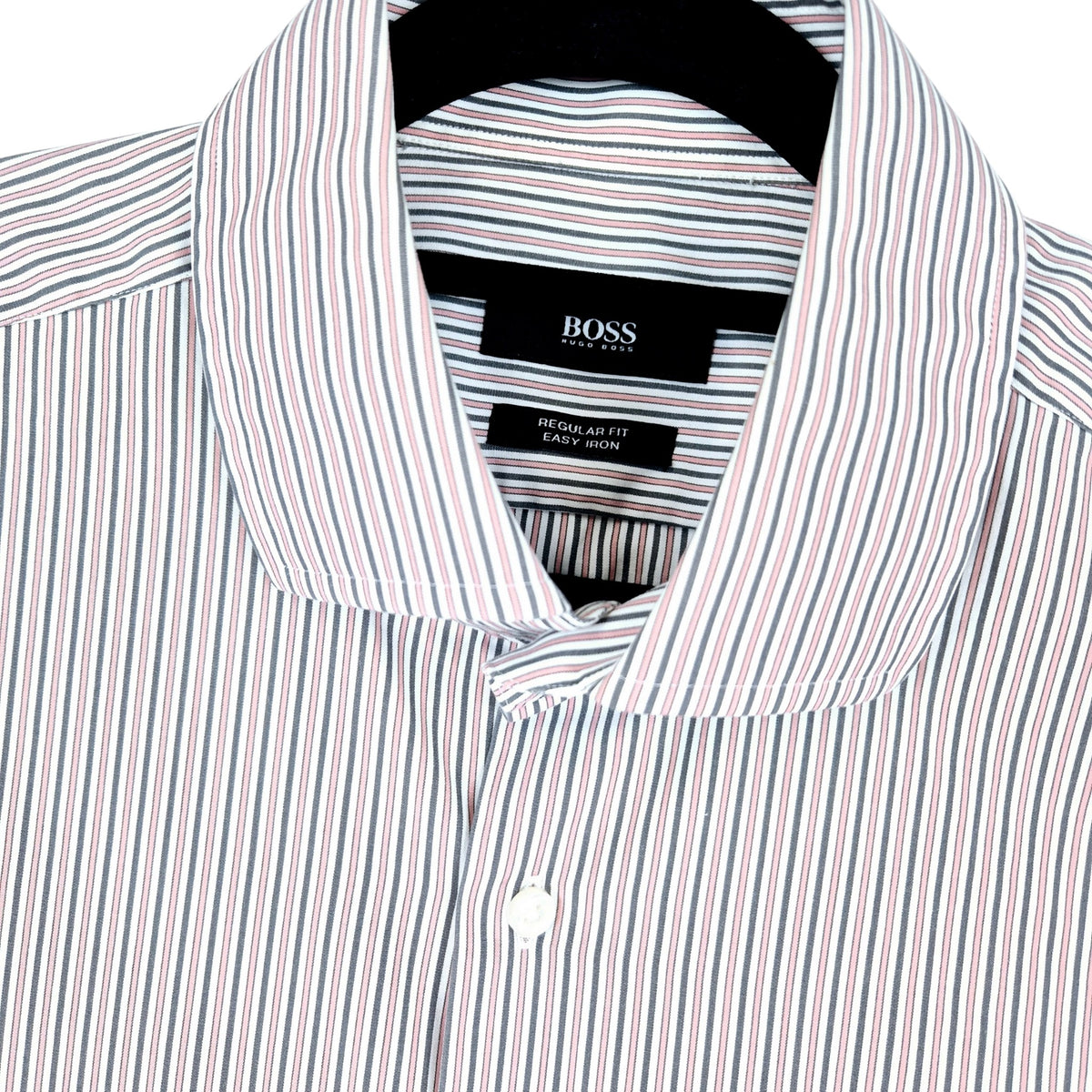 Hugo Boss Grey & Pink Striped Regular Fit Dress Shirt Size XL