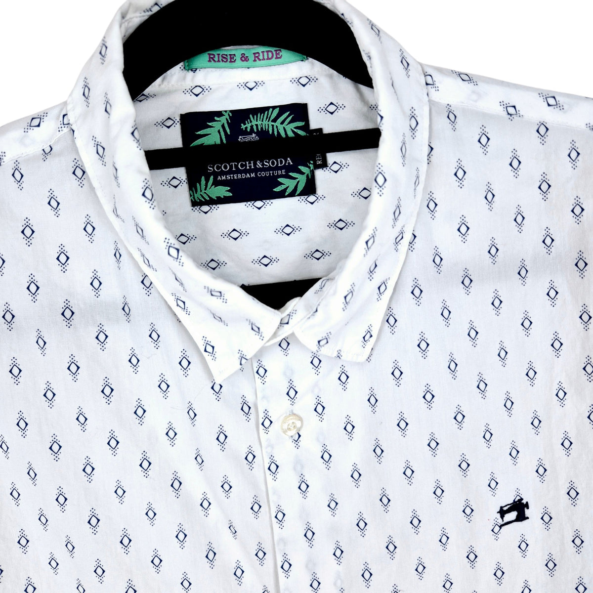 Scotch & Soda White Regular Fit Short Sleeve Button Shirt Size L