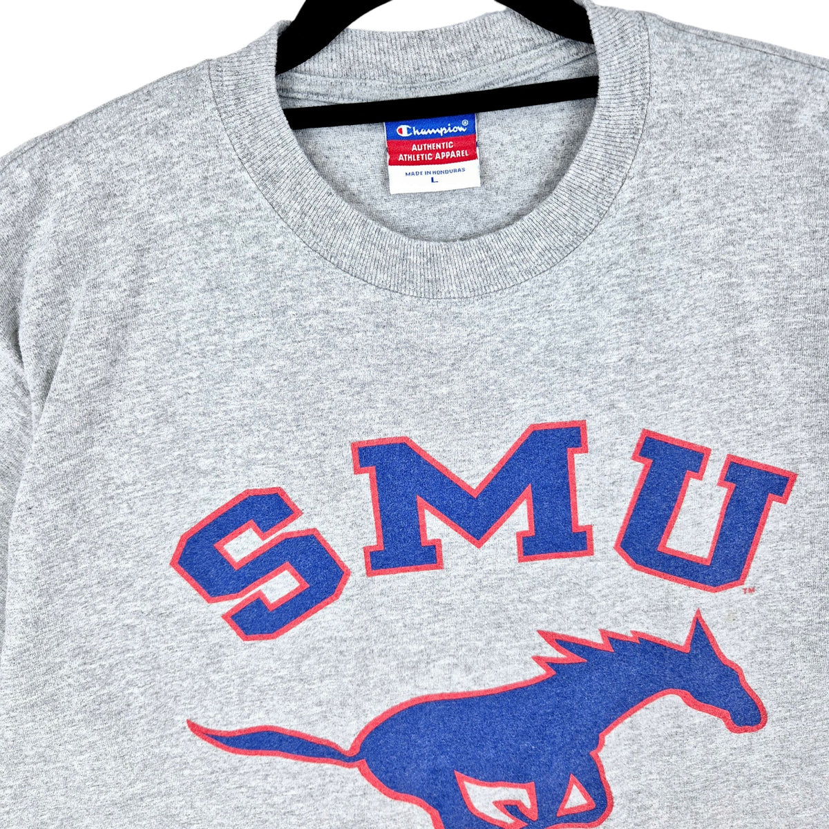 Champion SMU Mustangs Light Grey Tee Shirt Size L