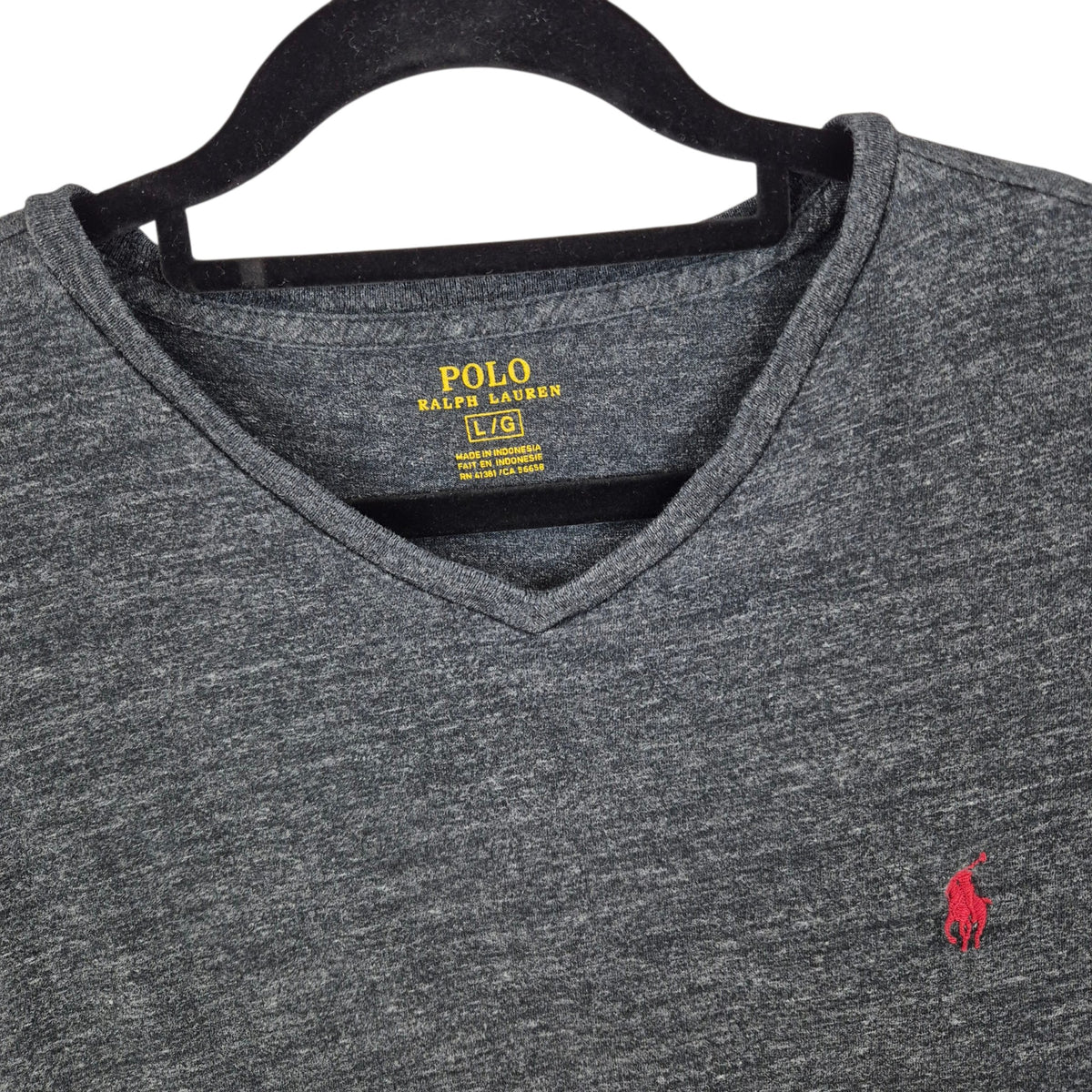 Polo Ralph Lauren Dark Grey Basic V Neck Tee Shirt Size L