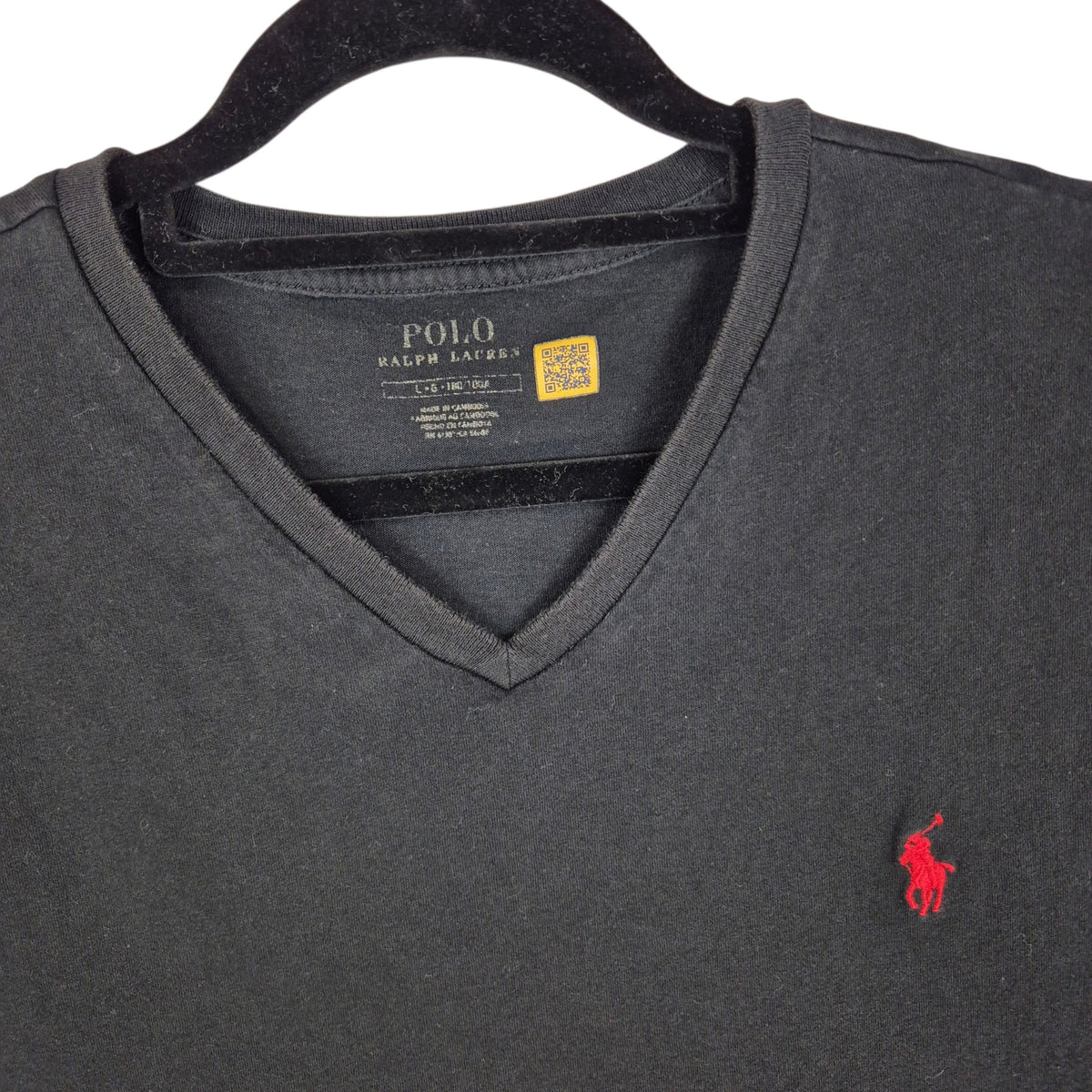 Polo Ralph Lauren Black Basic V Neck Tee Shirt Size L