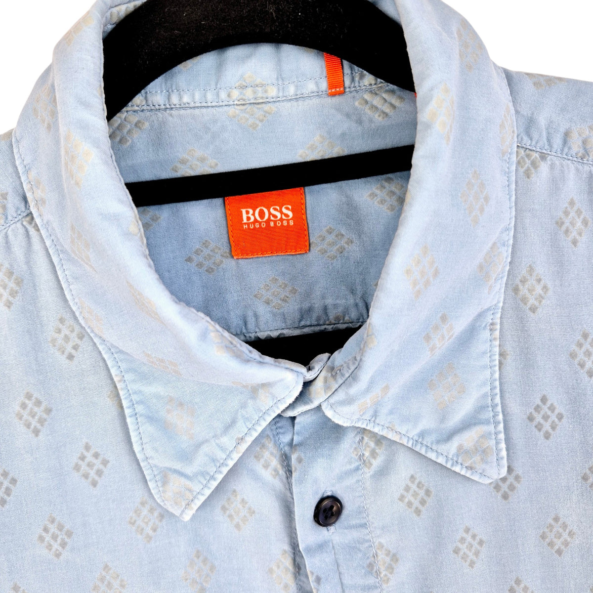 Hugo Boss Orange Blue Dress Shirt Size L