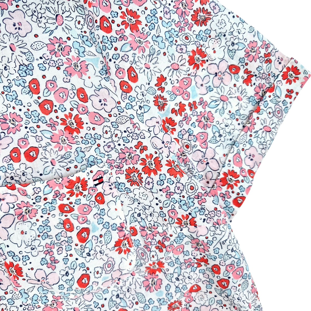 Tommy Hilfiger Womens Floral Short Sleeve Button Shirt Size M