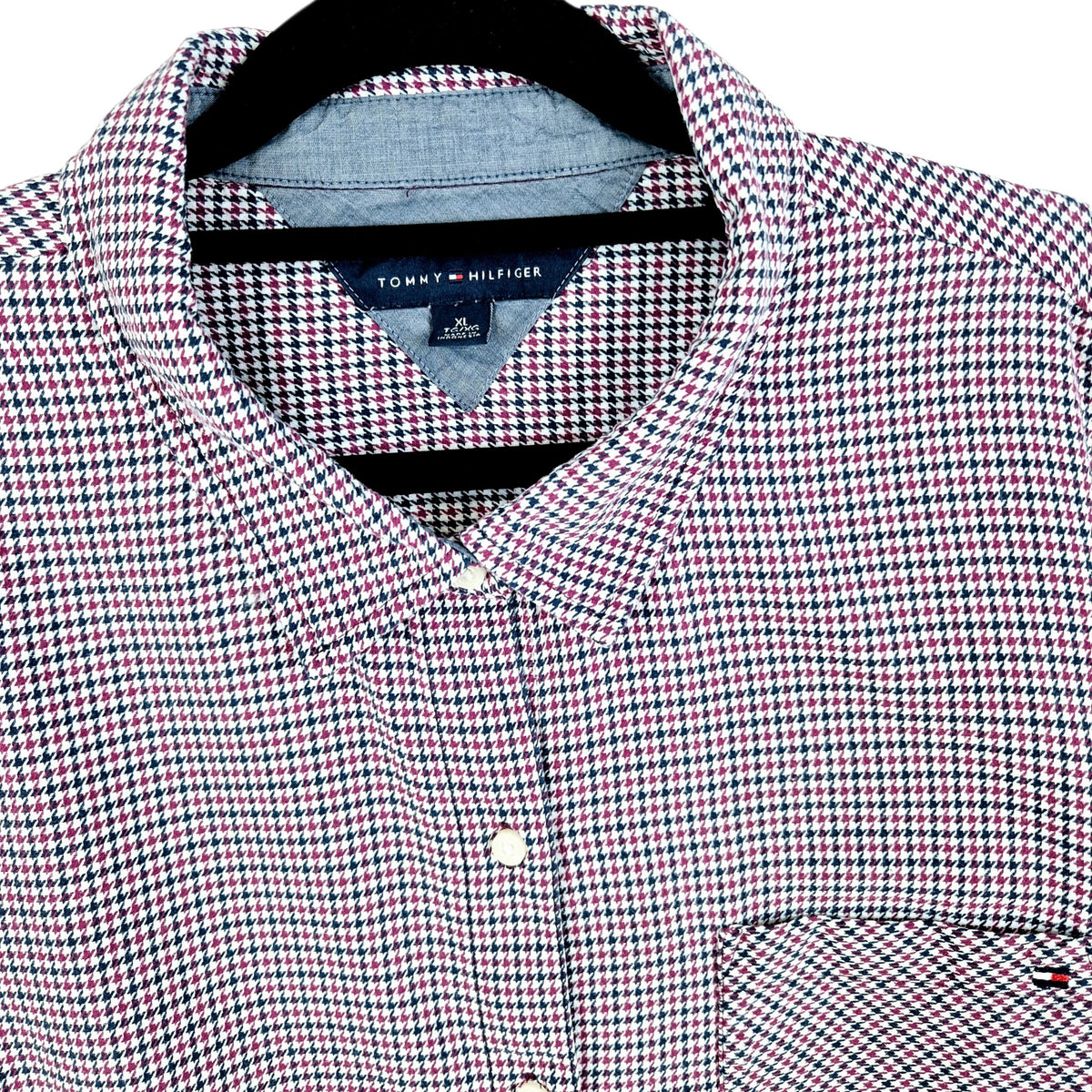 Tommy Hilfiger Womens Burgundy Dress Shirt Size XL