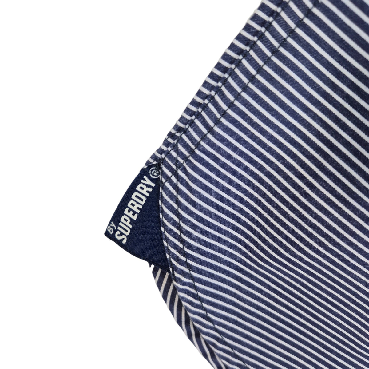 Superdry Blue Striped Short Sleeve Button Shirt Size M