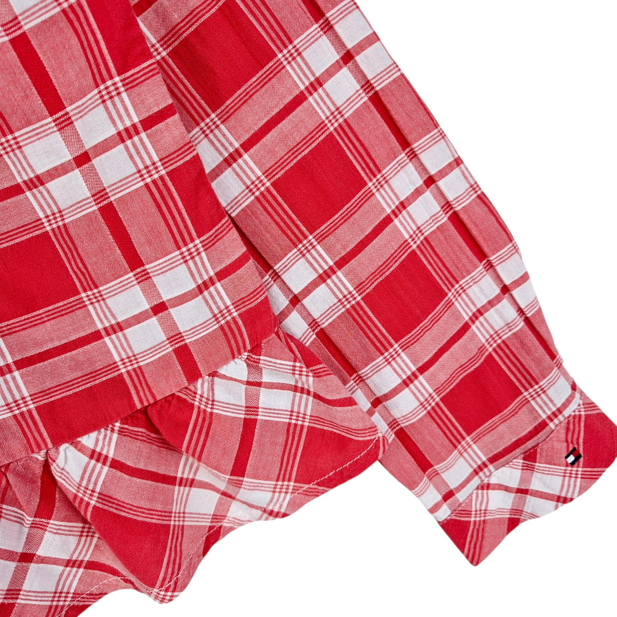 Tommy Hilfiger Womens Red Checkered Button Shirt Size M