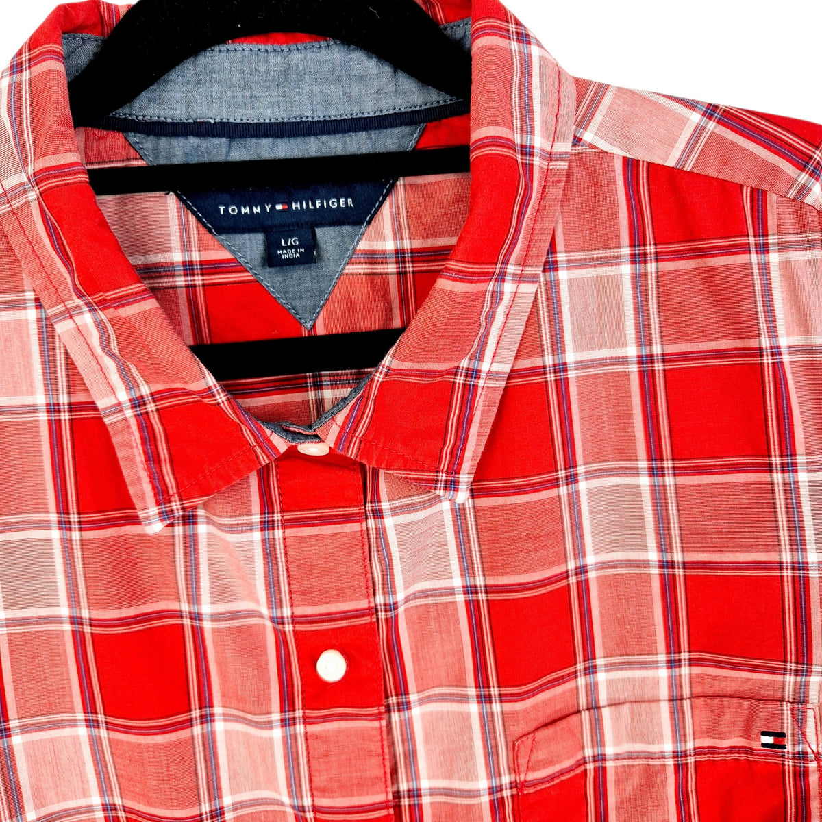 Tommy Hilfiger Red Checkered Dress Shirt Size L