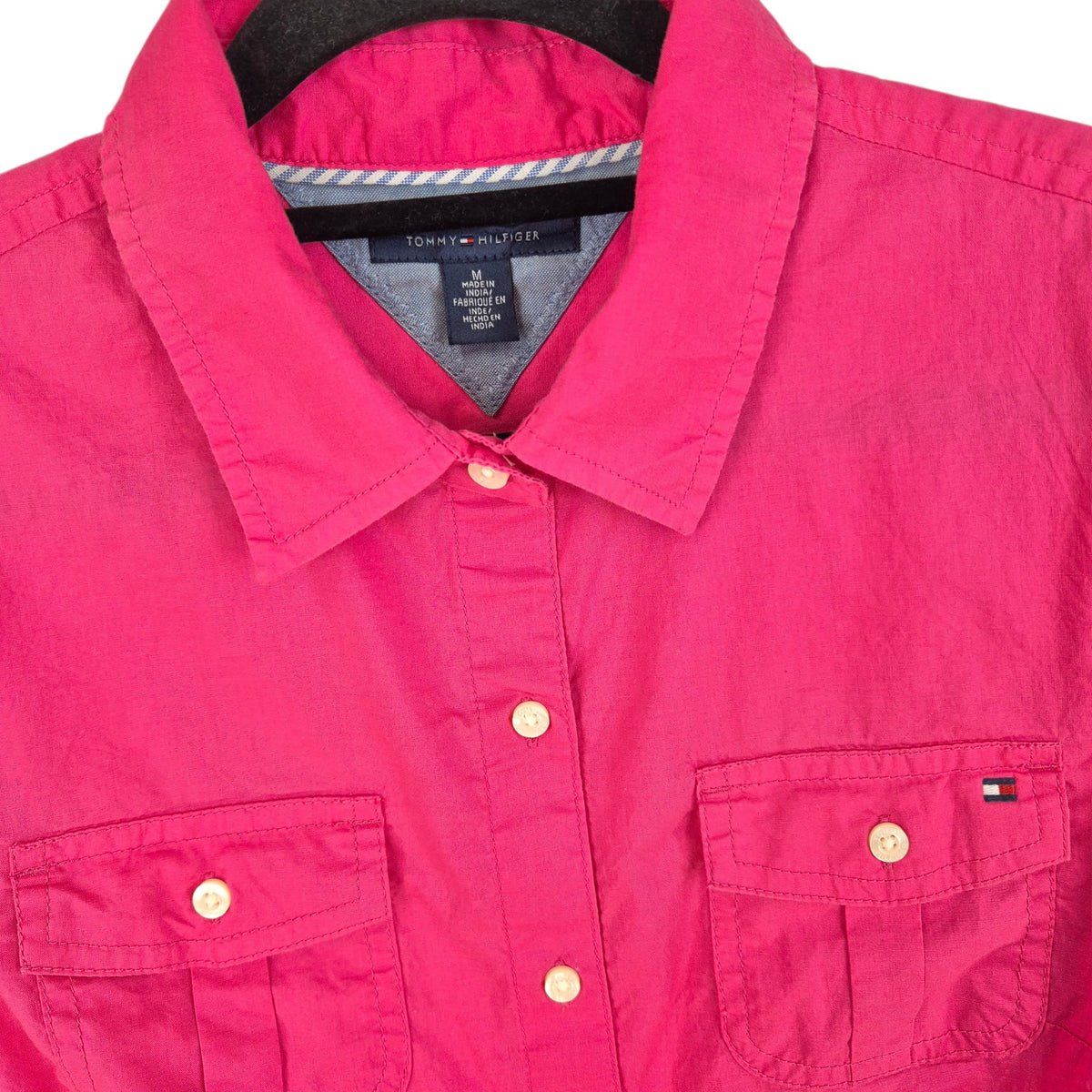 Tommy Hilfiger Womens Hot Pink Button Shirt Size M