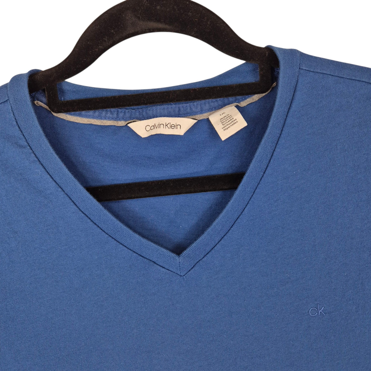 Calvin Klein Blue Basic V Neck Tee Shirt Size L