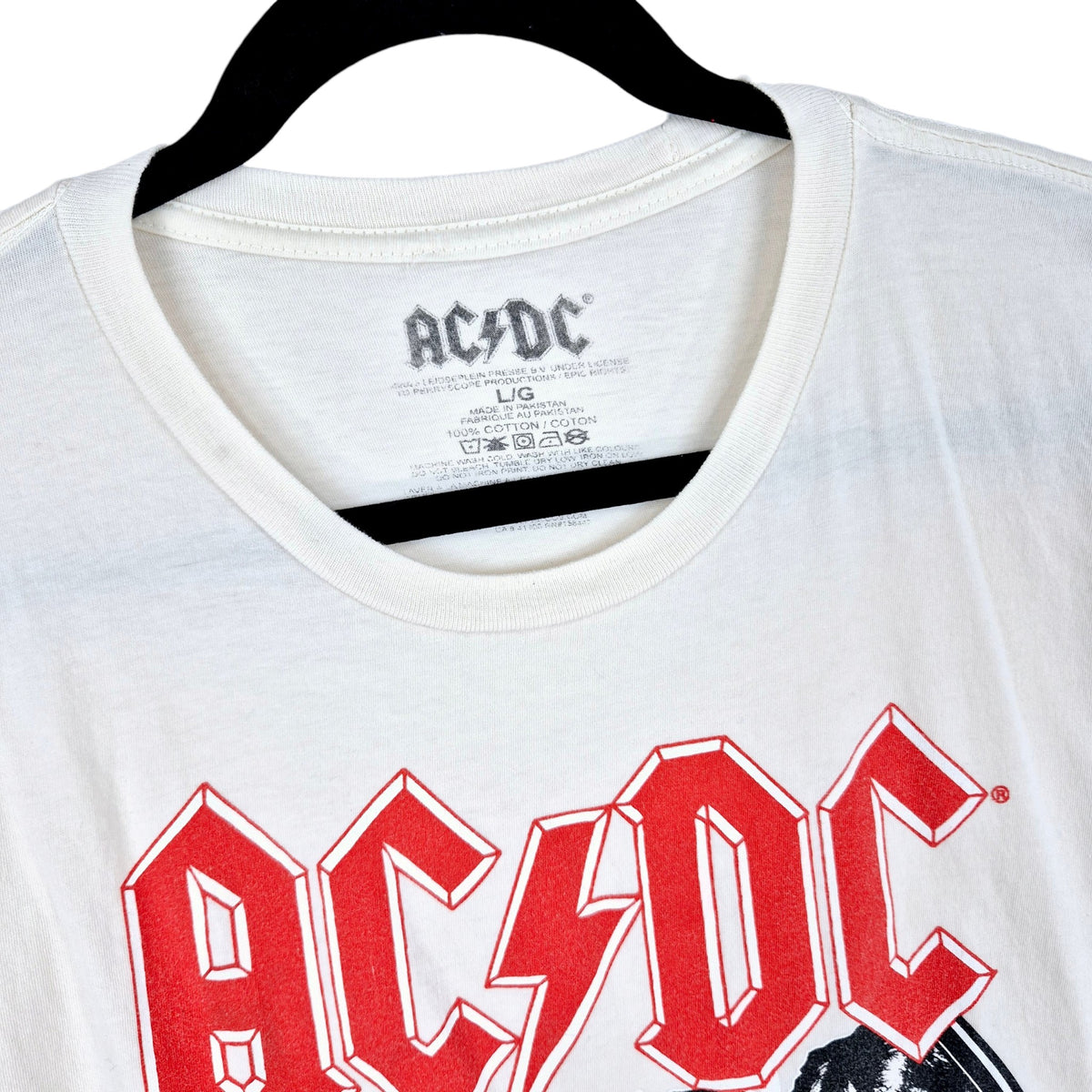 ACDC Highway To Hell Cream White Tee Shirt Size L