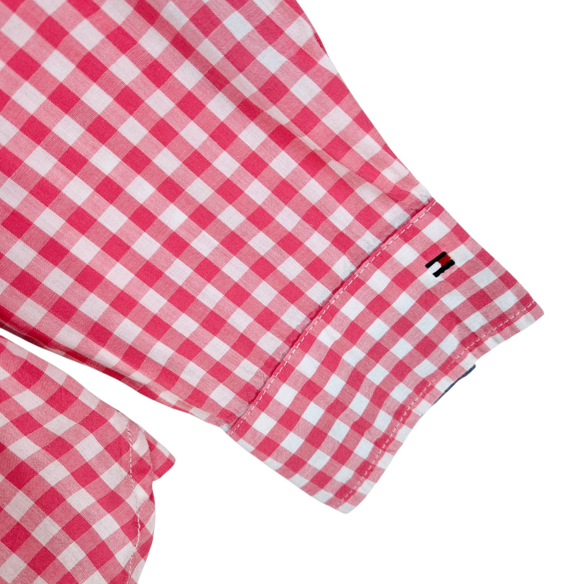Tommy Hilfiger Womens Pink Checkered Dress Shirt Size L