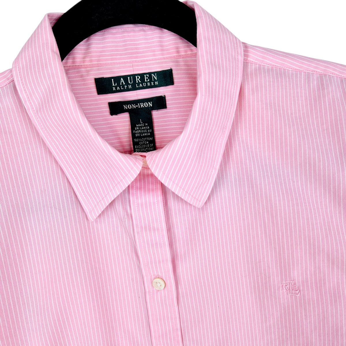 Vintage Ralph Lauren Green Label Pink Dress Shirt Size L