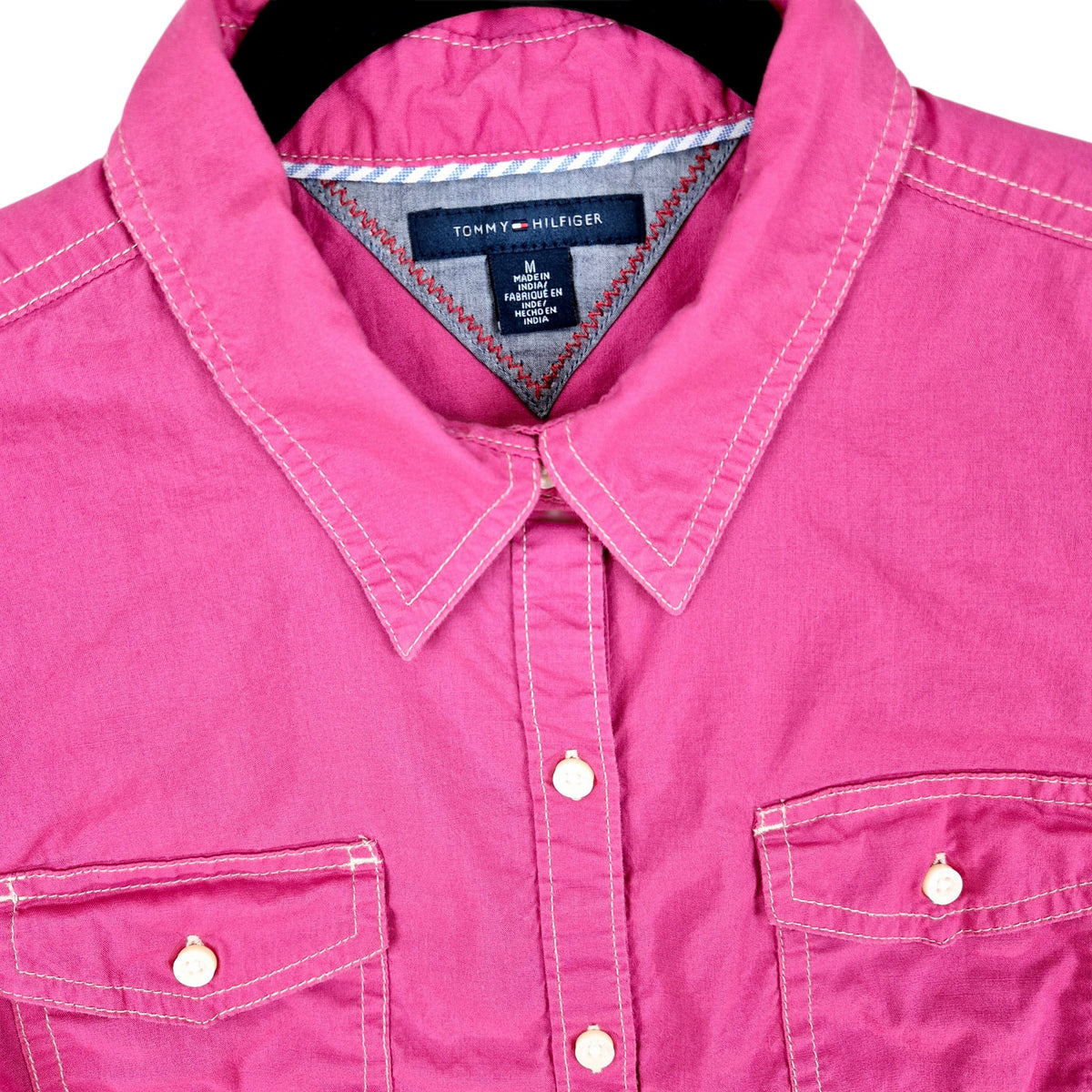 Tommy Hilfiger Womens Pink Button Shirt Size M