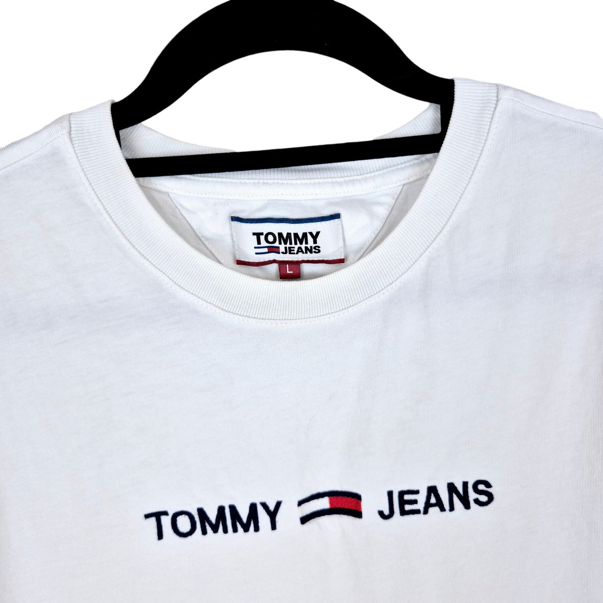 Tommy Jeans White Embroidered Tee Shirt Size L