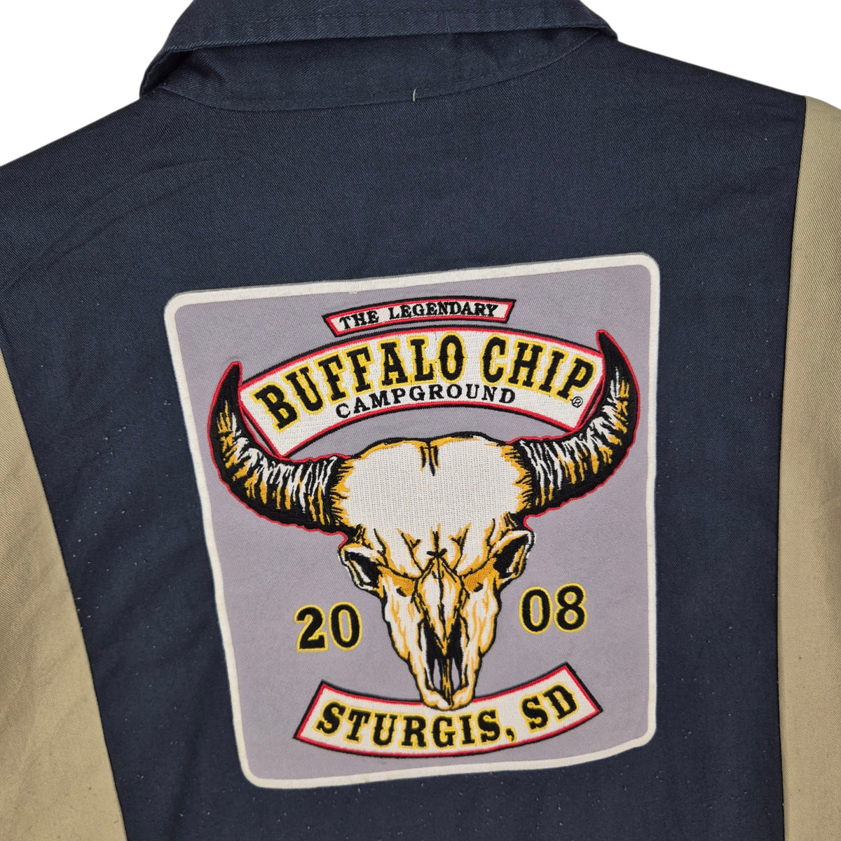 Dickies 2008 Buffalo Chip Campground Brown & Blue Button Shirt Size 2XL
