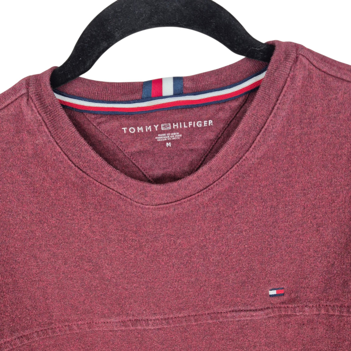 Tommy Hilfiger Burgundy Long Sleeve Thick Blend Tee Shirt Size M
