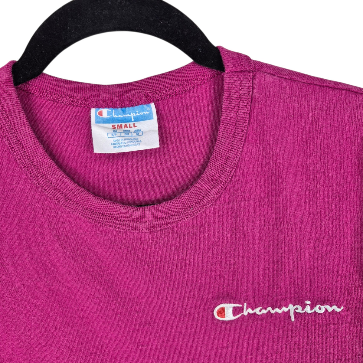 Vintage Champion Magenta Basic Embroidered Tee Shirt Size S