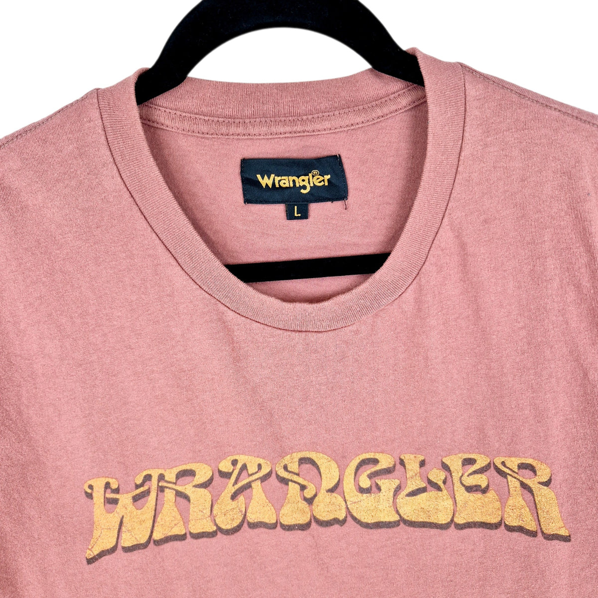 Wrangler Dusty Pink Chest Script Tee Shirt Size L