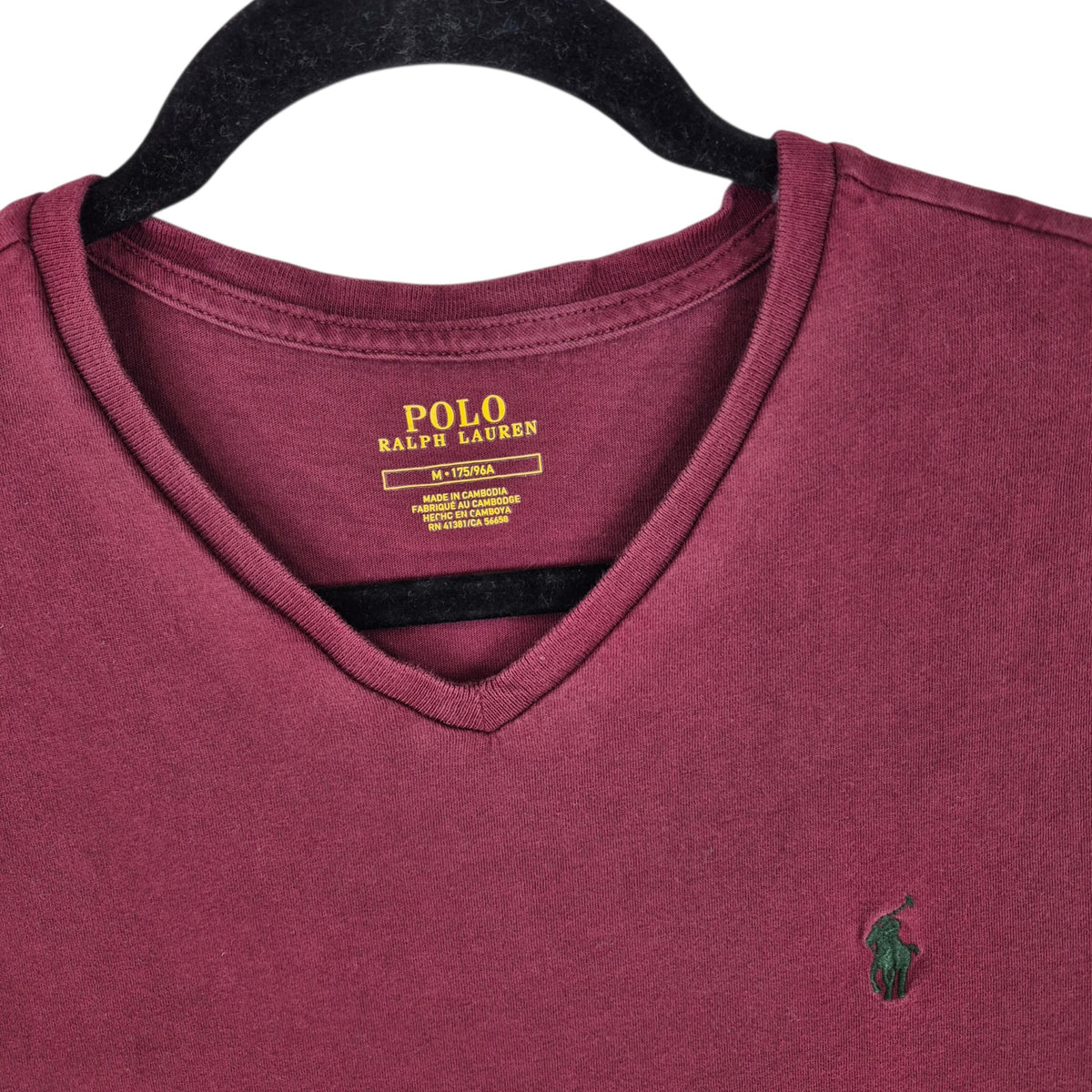 Polo Ralph Lauren Burgundy Basic V Neck Tee Shirt Size M