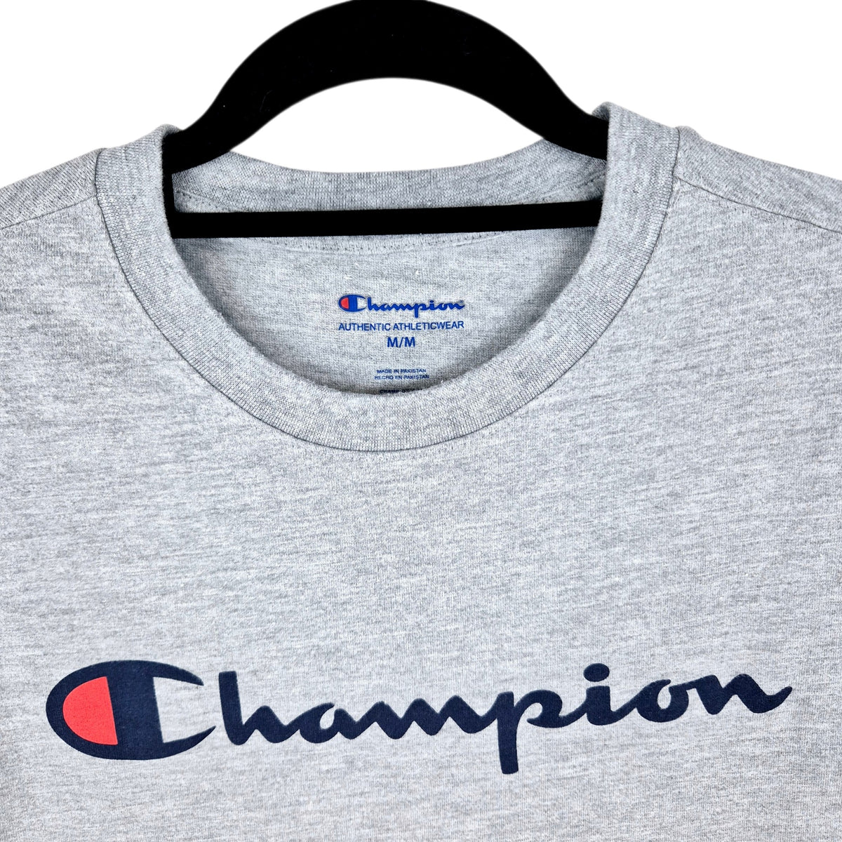Champion Light Grey Chest Script Tee Shirt Size M