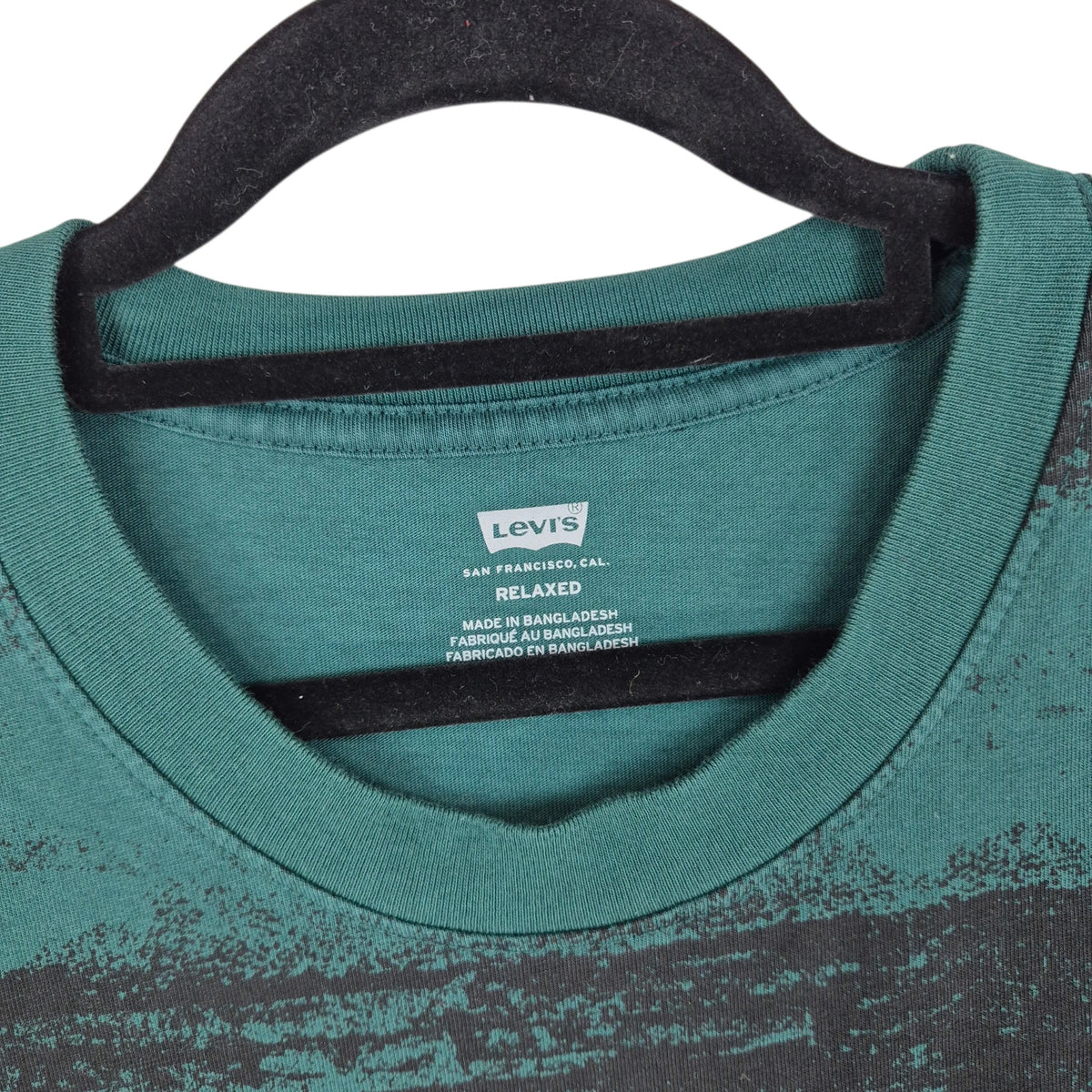 Levis Dark Green & Black Striped Relaxed Fit Long Sleeve Tee Shirt Size XL