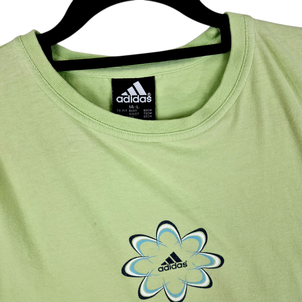 Vintage Adidas 90's Womens Green Crop Tee Shirt Size L