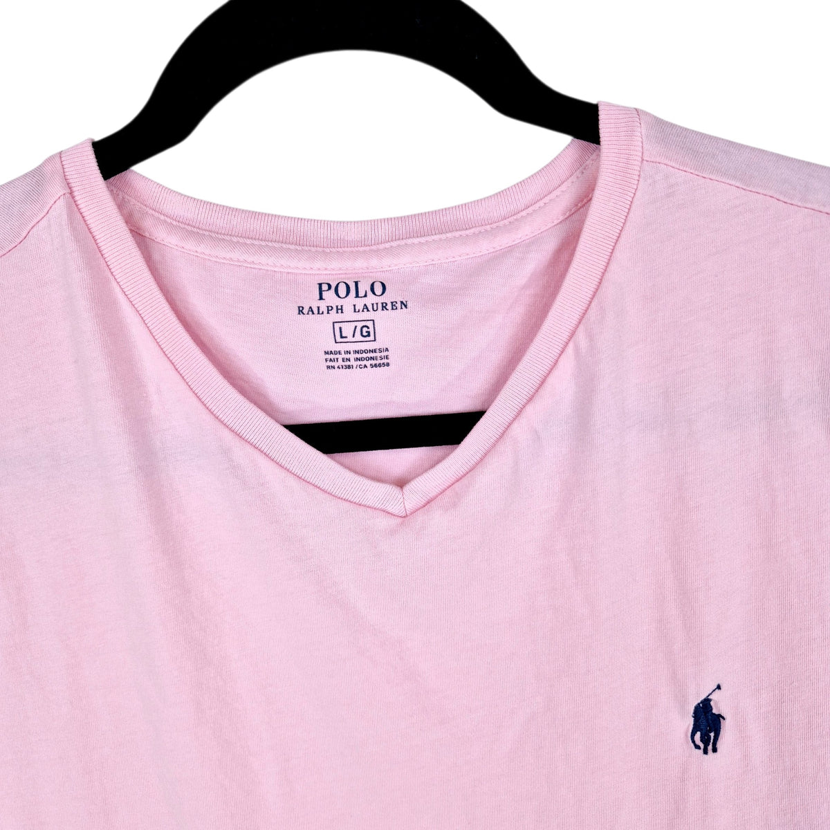 Polo Ralph Lauren Light Pink Basic V Neck Tee Shirt Size L