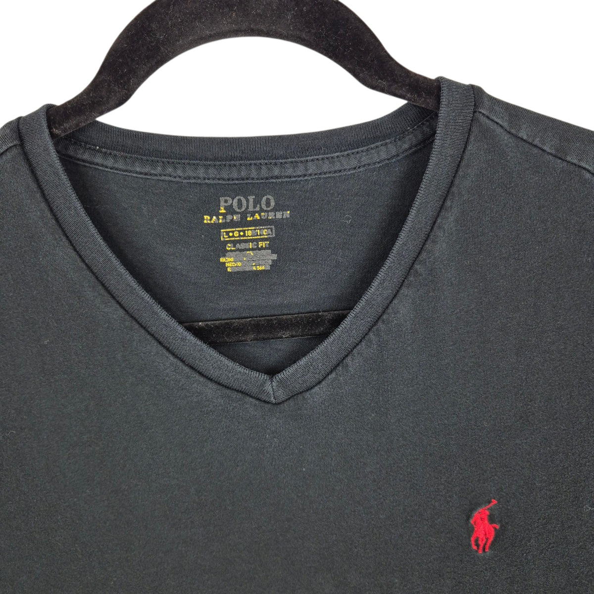 Polo Ralph Lauren Black Basic V Neck Tee Shirt Size L