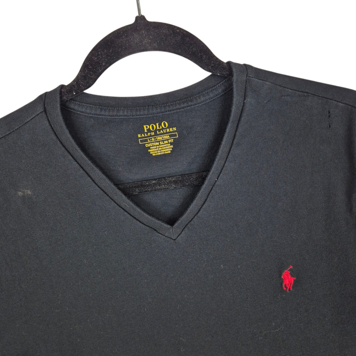 Polo Ralph Lauren Black Basic Slim V Neck Tee Shirt Size L