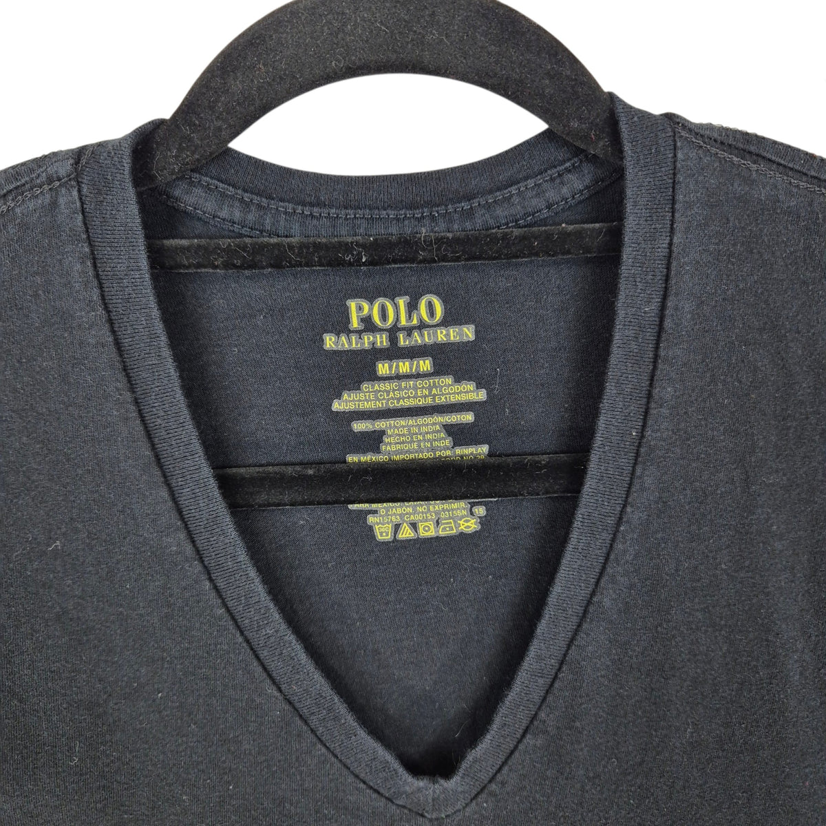 Polo Ralph Lauren Black Basic V Neck Tee Shirt Size M