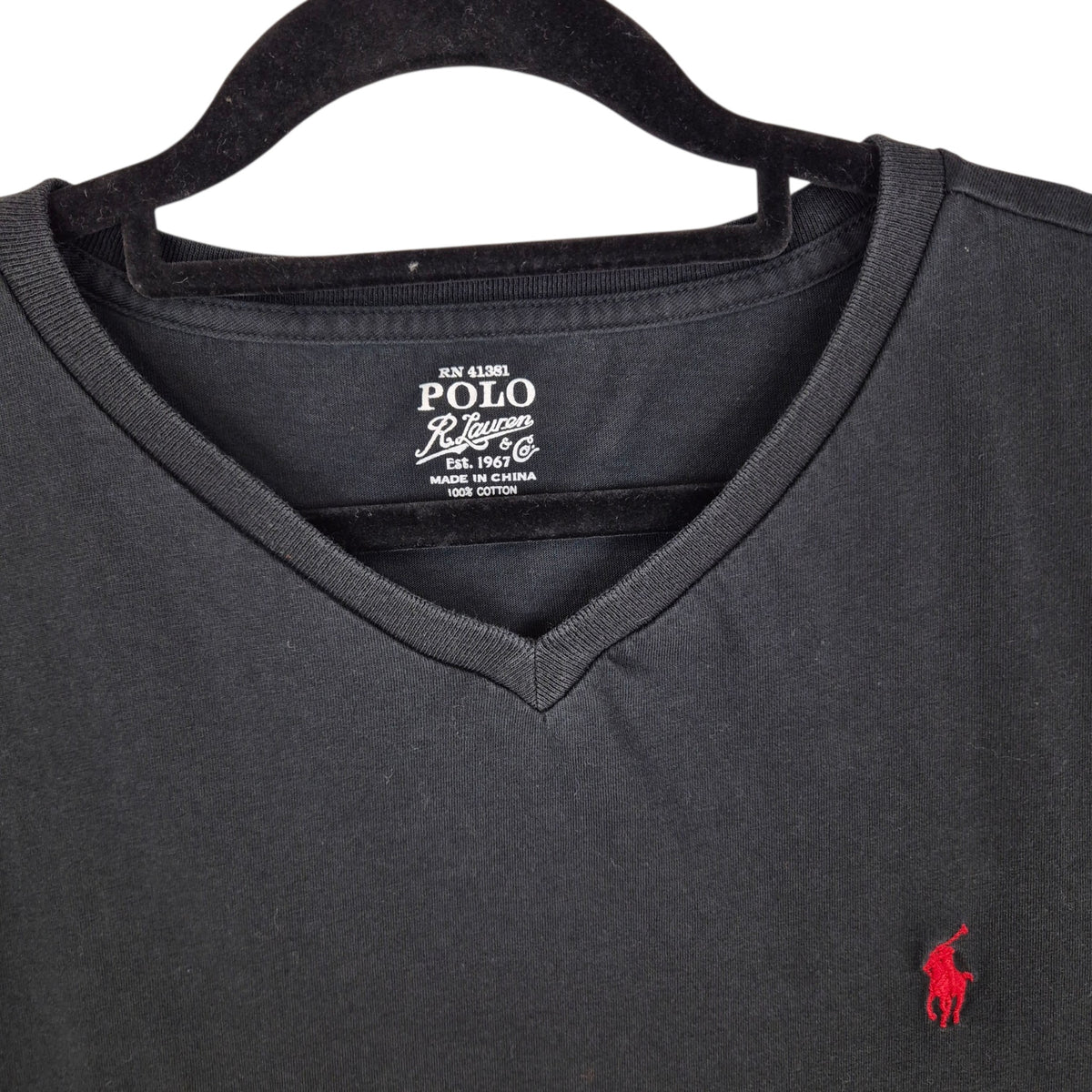 Polo Ralph Lauren Black Basic V Neck Tee Shirt Size L
