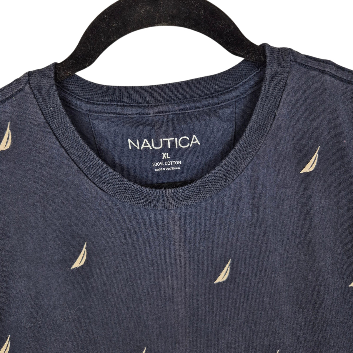 Nautica Dark Blue All Over Print Tee Shirt Size XL