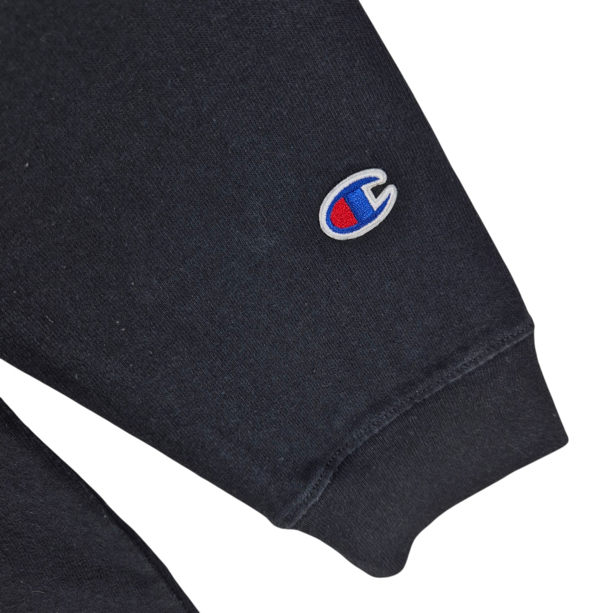 Vintage Champion Black Long Sleeve Chest Script Tee Shirt Size M