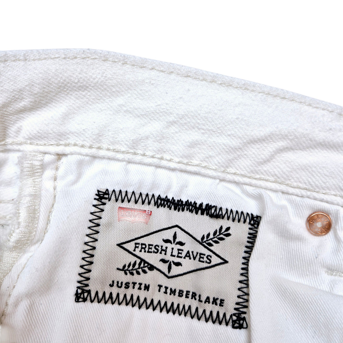Levis 501 Jeans Justin Timberlake Fresh Leaves White Denim W28
