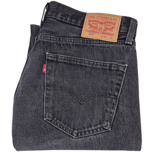 Levis 505 Jeans Black Rigid Regular Fit Denim W35